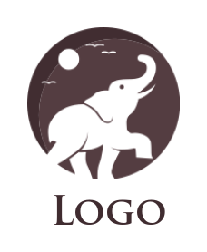 animal logo baby elephant in circle