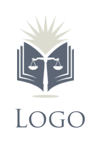 law firm logo of balance scale in open book sun