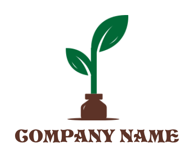 landscape logo of bamboo coming out of ink pot