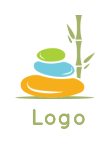 generate a spa logo of bamboo stick with stones