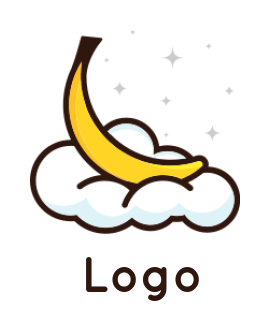fruit logo banana in cloud with stars