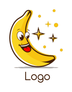 food logo banana moon mascot with stars 