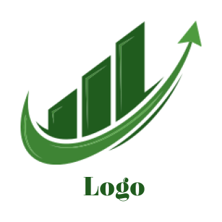 investment logo bar graph with swooshes arrow