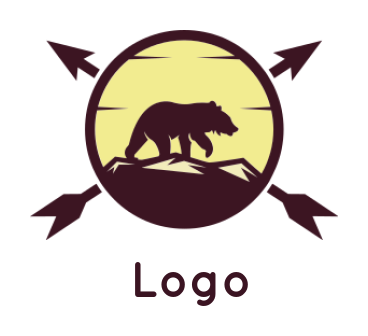 animal logo bear in mountains inside circle