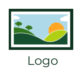 landscape logo beautiful scenery in rectangle