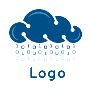 IT logo maker binary numbers raining from tech cloud 