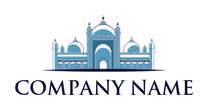 religious logo maker blue illustration of Muslim mosque - logodesign.net