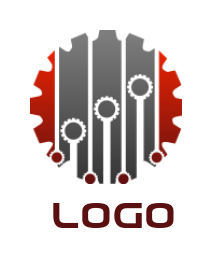 engineering logo icon box wrenches inside gear - logodesign.net