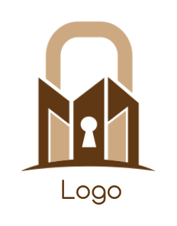 create a storage logo icon building with lock