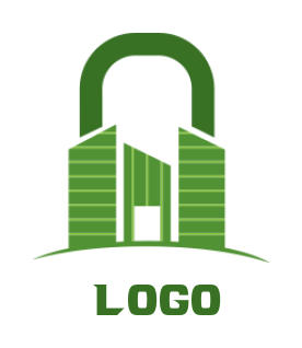 create a storage logo buildings forming a lock 