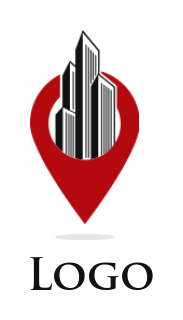make a hotel logo buildings in location pin - logodesign.net