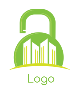 create a storage logo with buildings in a lock