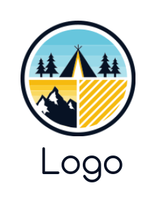 create a travel logo camp and mountain traveling