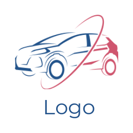 auto logo icon line art car with swoosh