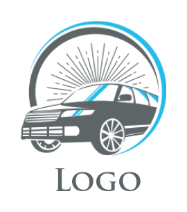auto logo car with swoosh and sun