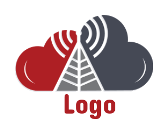 internet logo cell tower with signals in cloud