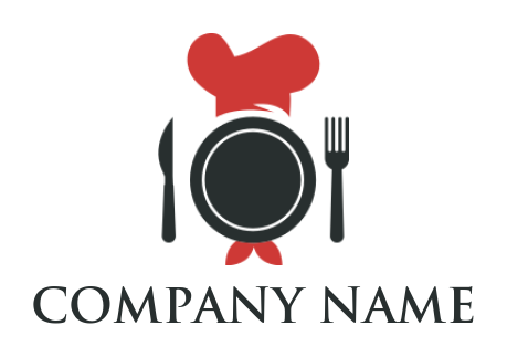 restaurant logo chef hat plate knife and fork