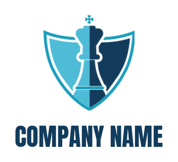 games logo online chess piece in front of shield