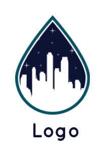 cleaning logo city skyline inside the water drop