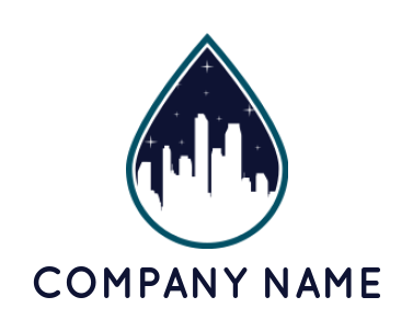 cleaning logo city skyline inside the water drop