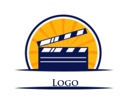 make an entertainment logo clapperboard in vintage striped circle - logodesign.net