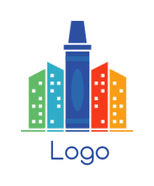education logo colorful buildings with chalk