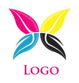 printing logo online colorful abstract swoosh butterfly - logodesign.net