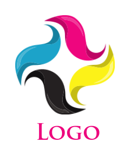 printing logo colorful abstract waves or swoosh