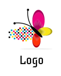printing logo icon colorful pixels on butterfly