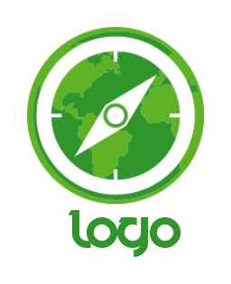 travel logo online compass in center of globe
