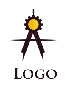 engineering logo online compass with gear - logodesign.net