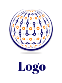 design an IT logo connected circuits in globe