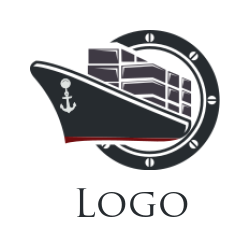 logistics logo ship anchor come out of porthole