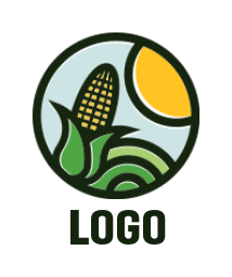 design an agriculture logo corn on cob farm in circle 