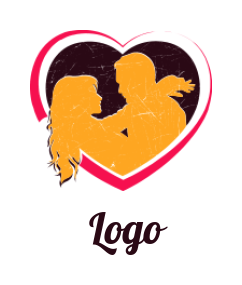 make a dating logo couple inside of abstract heart 