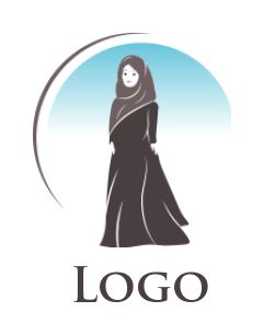 fashion logo icon girl in hijab with swoosh