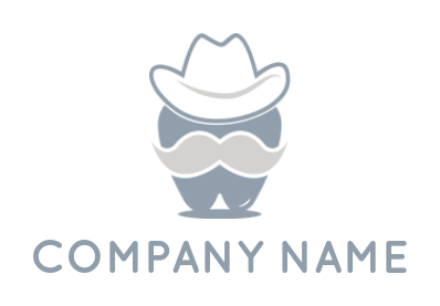 medical logo cowboy tooth with hat and mustache