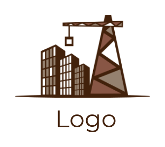 design a construction logo crane lifting cargo from containers