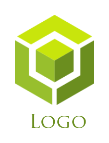 marketing logo icon cube inside hexagon - logodesign.net