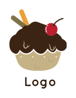 food logo online cupcake with cherry 