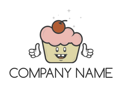 food logo cupcake with cherry on top mascot