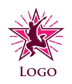 entertainment logo maker DJ dancer in star with starburst - logodesign.net