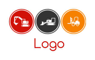 design a construction logo digger crane and lifter in circles
