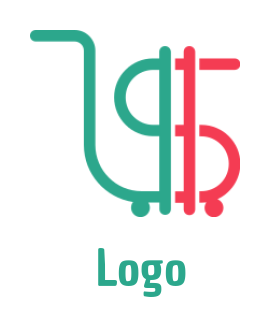 ecommerce logo dollar sign shape shopping cart