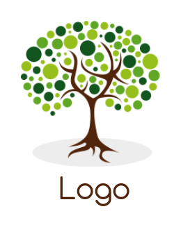 make a landscape logo dotted tree with shadow