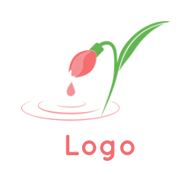 spa logo icon drop from rose bud with stem - logodesign.net