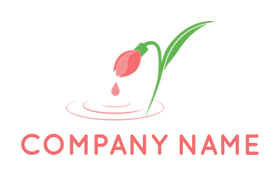 spa logo icon drop from rose bud with stem - logodesign.net