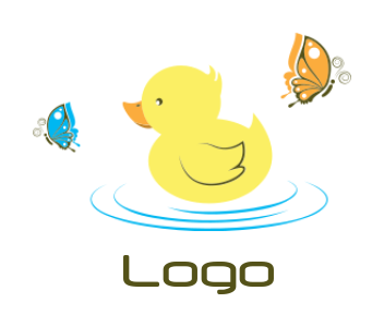 childcare logo duck on water with butterflies