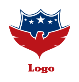 a pet logo eagle in front of shield with stars