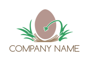 farm logo icon egg on leaves and grass
